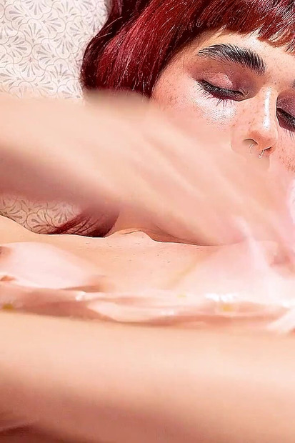 Daddy Plays on the Bed and Gets BJ From His Gorgeous Red Head Asuka Babe