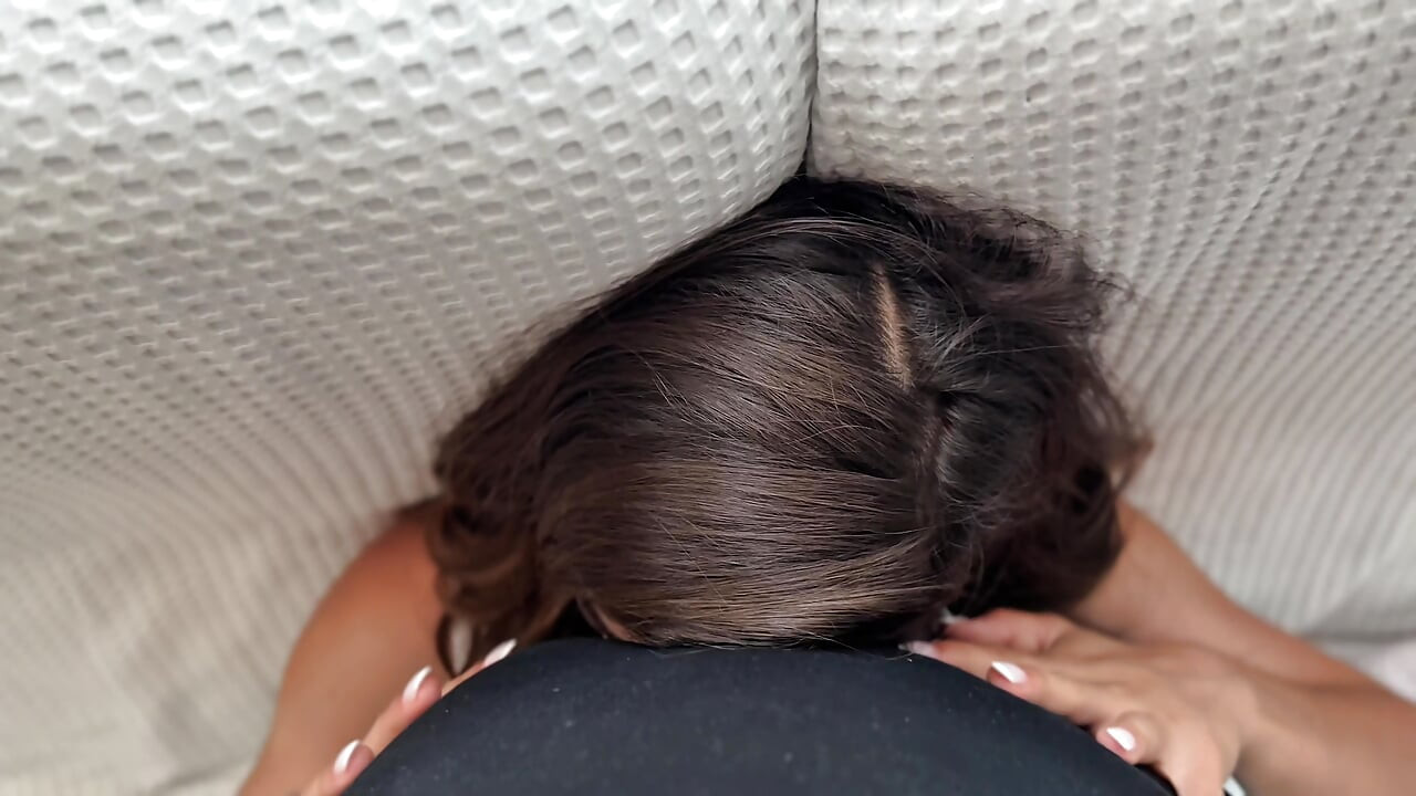 Intense Deepthroat Gagging Blowjob on the Sofa