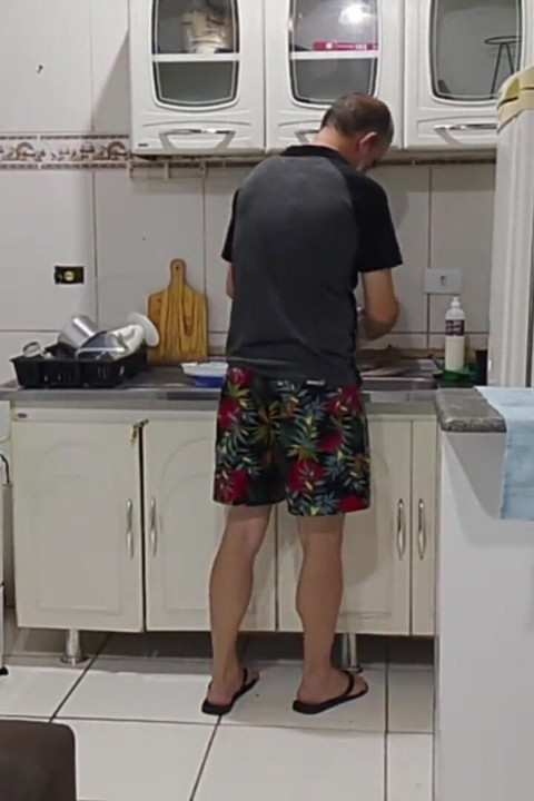 Naked Cougar Alone in the Kitchen