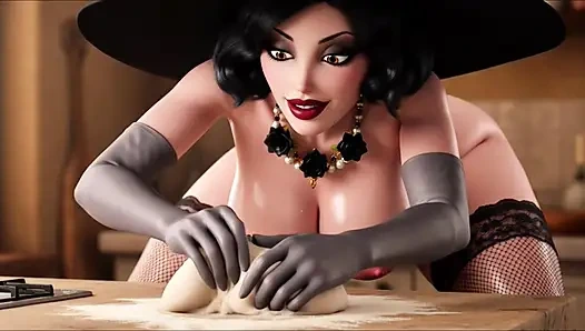 Alcina dimitrescu yang menawan dengan sensual menyebarkan mentega leleh ke seluruh tubuhnya yang menggairahkan dengan sempurna