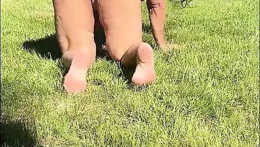 72 Year Old Granny with Hairy Pussy Taking a Piss Outdoors