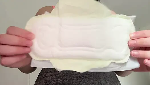 Latina Stepsister Maxi Pads masturbates and plays with her pussy then drips milk from