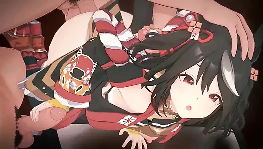 Uma musume - kitasan seks gangbang hitam - animasi hentai 3d