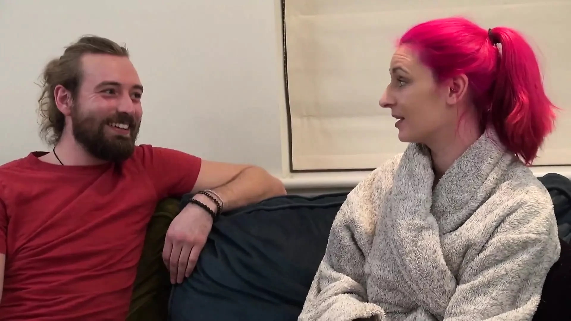 Colored hair Amber Deen screwed from behind by Jonny Cooer on the couch