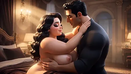 A Muslim man and a Jewish wife, with her cuckold  Christian husband watching her being fucked.