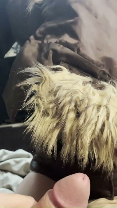 Deepthroat, Masturbation & Cum on My Fur Hooded Downjacket – Satin Fetish in Bed | Clip 2