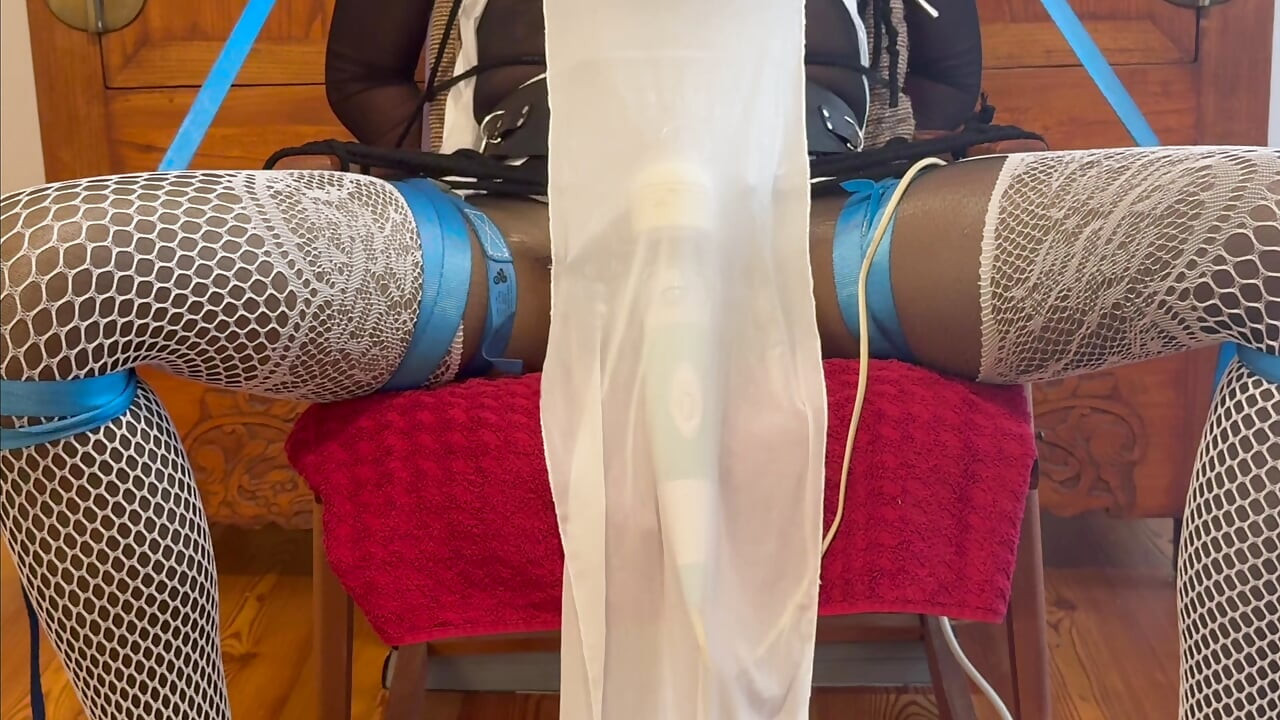 Nylon Toy Doll Chairtied and Milked by MagicWand