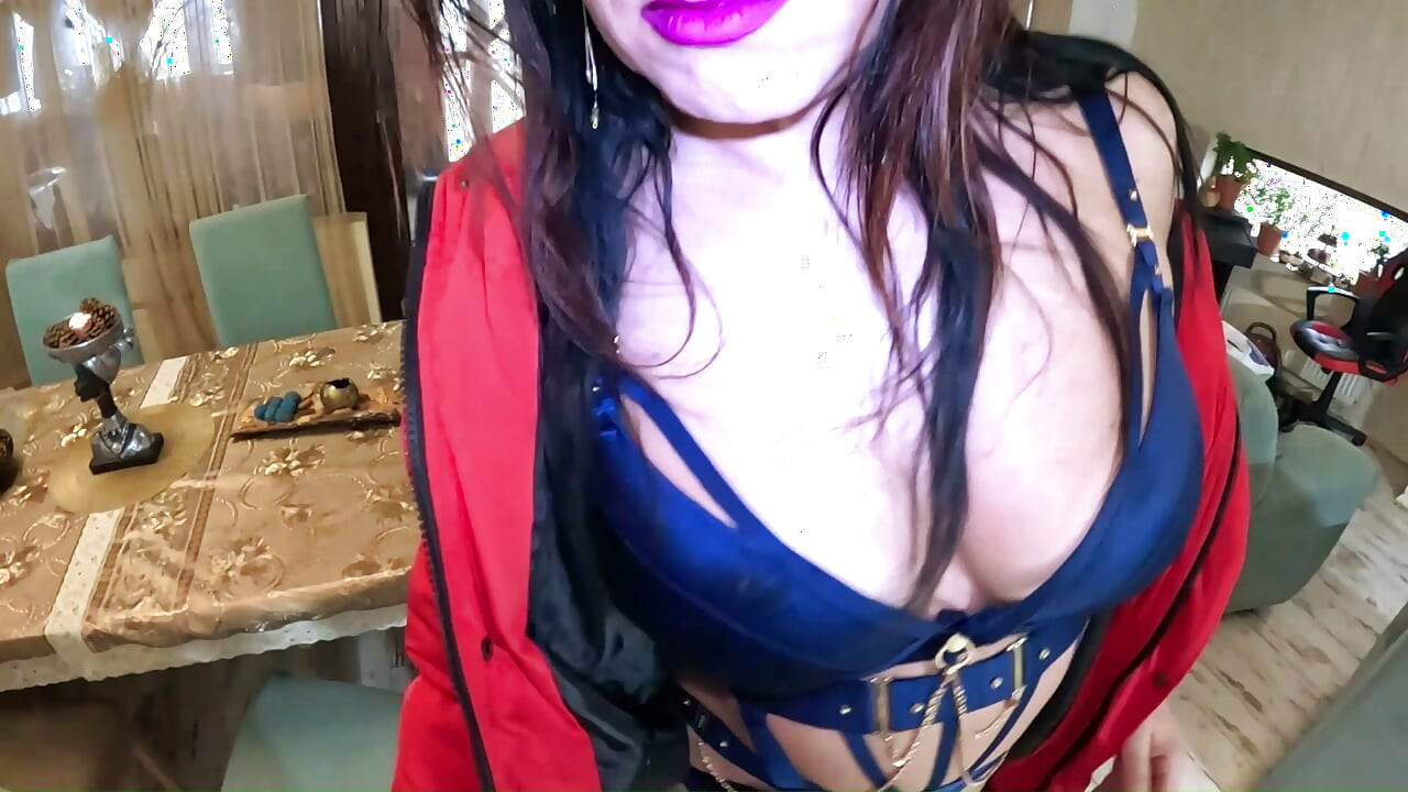 Glossy Downjacket Fetish Try-On. Fur Hoods, Deepthroat, Masturbation and Cum Finish