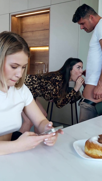 Stepmother's MILK! Busty MILF joins young couple | Clip 1