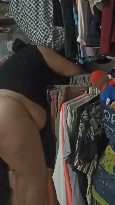 Sister-in-law cleaning the room in thong (7 part) | Clip 1