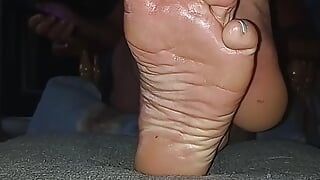 Showing off my oiled soles and cock