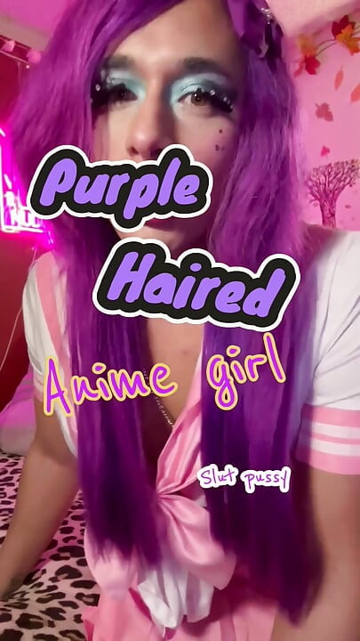 Purpled Haired Anime Girl Dziwka Cipki