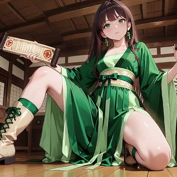 Kneeling on Tatami with a Short, Her Eyes Are Hazy. Sunlight Hits Her Wet Skin as She Goes From Serene to Seductive.