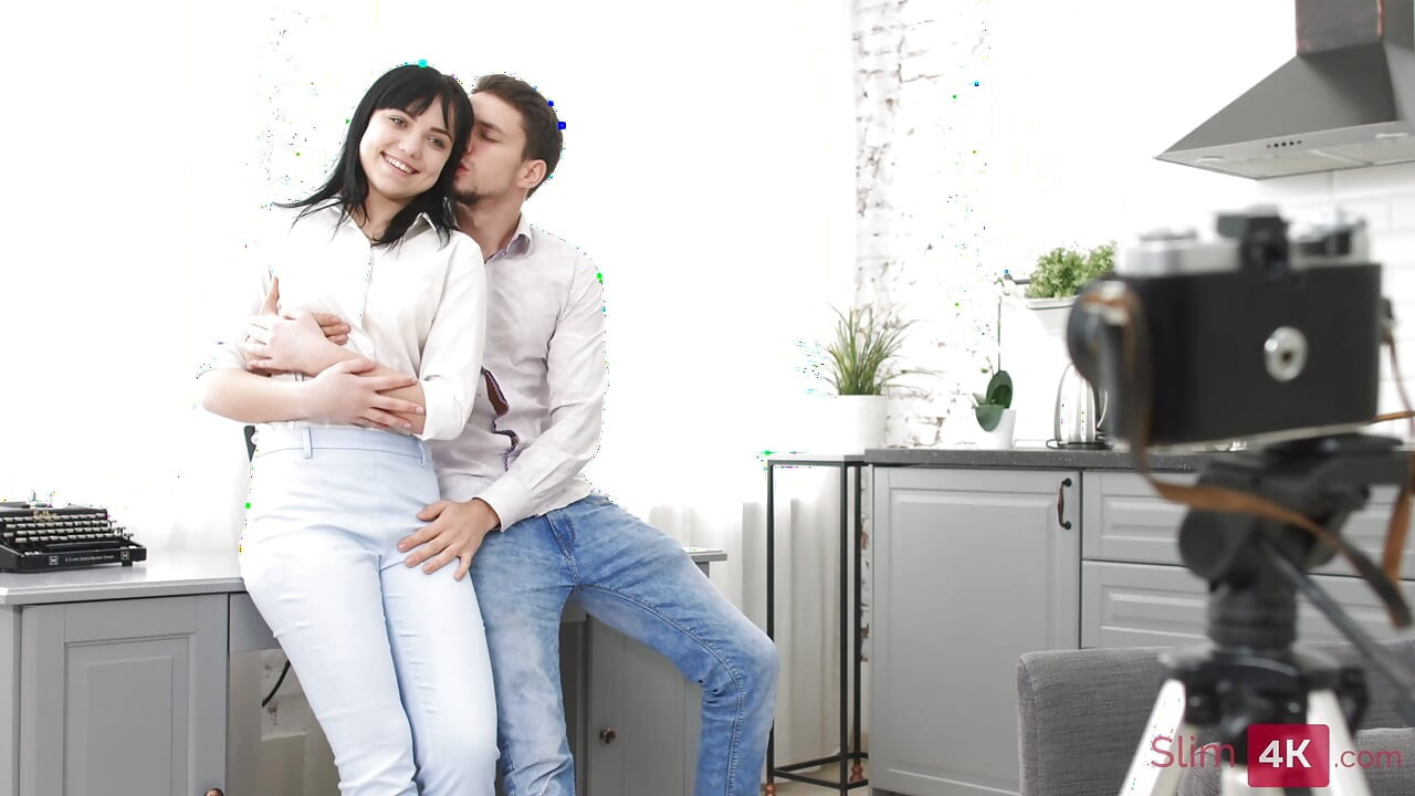 Pale-skinned teen with small boobs gets fucked in the ass hard