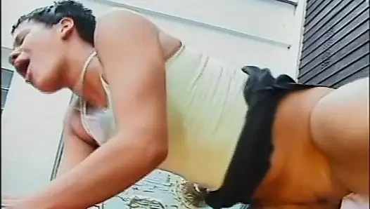 Young Ebony Girl Fucked in the Back Bar and Cummed in Mouth by Big Cock