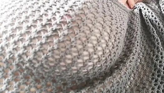 Nipple orgasm in fishnets