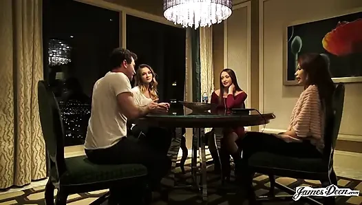 Avi Love, bambi, Sami Parker in reverse-gangbang-action mit James Deen