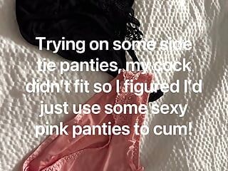 鸡巴不适合内裤，所以我以为我会抚摸它并射出一些性感的粉红色内裤！