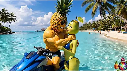 Эпизод 4 - симпатичная девушка из ананаса и сладкий мужчина из авокадо делят нежные тропические моменты, AI хентай