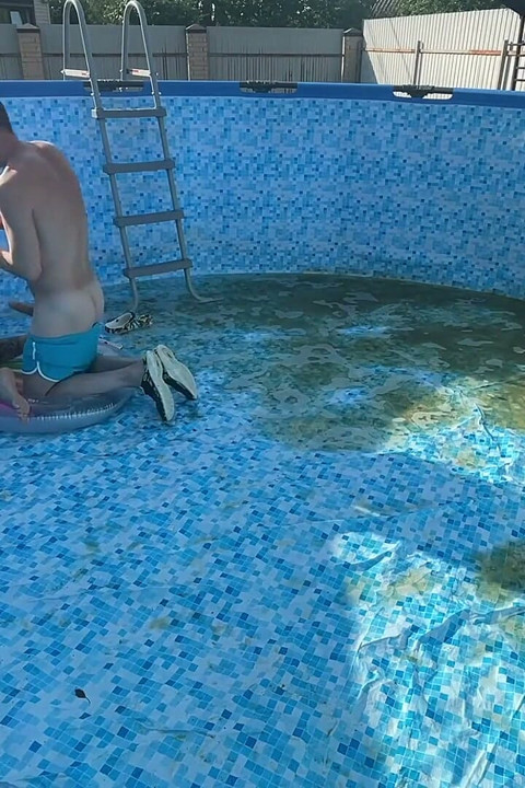#395 Boss Fucks Guy at the Bottom of the Pool While Neighbors Watch Them