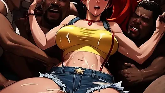 Misty si cewek hot rambut merah lagi asik main pokemon dan dientot habis-habisan sama besar pria kulit hitam!!