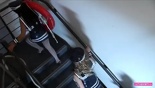 Marines are getting their fantastic orgy from the sluts dressed in the leather navy uniform