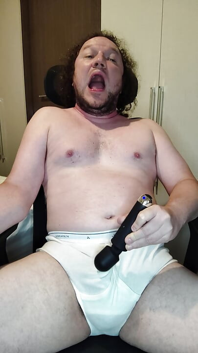 Verbal tease and cum in white Jockey Y-front full rise briefs
