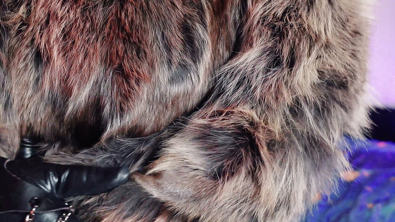 FUR FETISH video: beautiful Mistress tease and seduce. ASMR and JOI. Arya Grander.