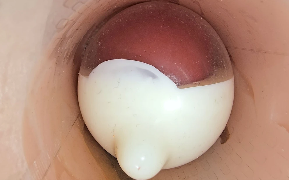 The Camera in the Deep Pussy Records a Huge Ejaculation of Sperm Into the Condom