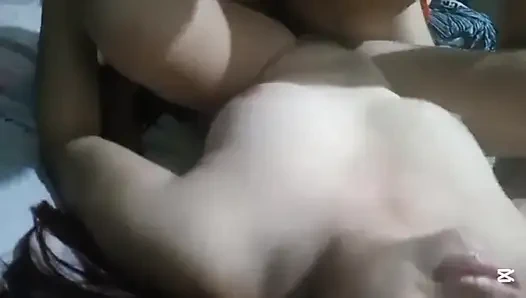 Cuckold goes to work and the wife's slut brings the neighbor into his room to fuck her