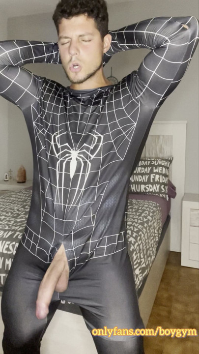 My Big Cock Dont Need Touch To Cum! Spiderman Cums