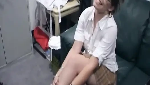 Mature Brunette MILF Gives Sloppy Blowjob on Couch