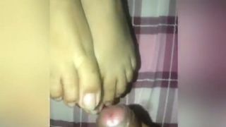 Footjob done by wife