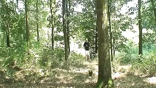Sneaky old man fucks a teen in the forest