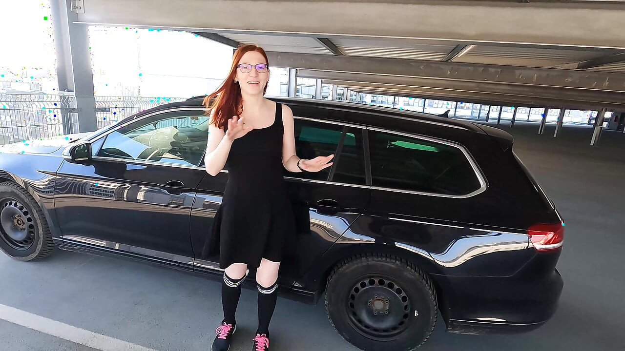 Nerdy stepsister has hot sex in the parking garage
