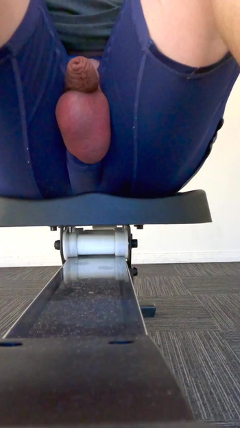 Epic moment from "Straight guy rides the rower in the hotel gym with his cock out"