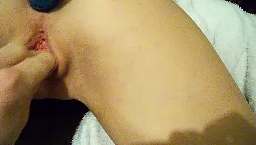 Warming up my asshole with a vibrator to get ready for the biggest cock I've ever taken in my life!