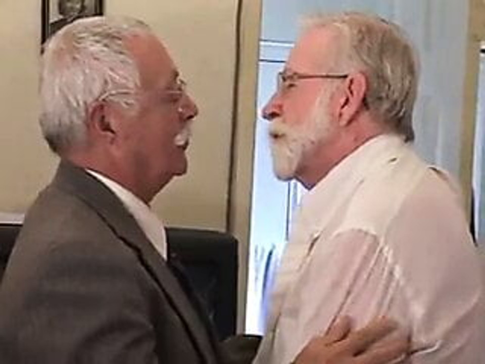 Two grandpa kisses