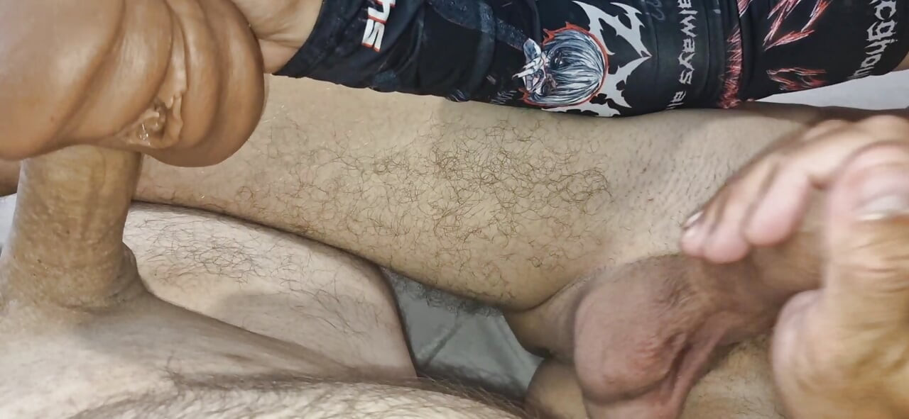 Two femboy sluts get fucked by big cocks with a cum toy!