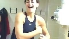Kirsty Gallacher adjusts her big natural tits