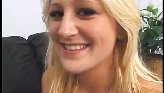 Two sexy blondes get asses fucked hard and creampied before drinking cum