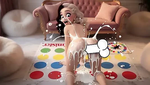 Zengin kız Crystal Twister oynamaya davet edildi ve bir yabancı tarafından sikildi
