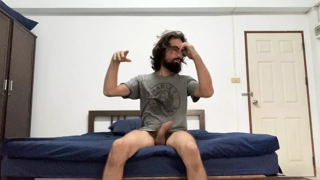 Guy With Cerebral Palsy Stroking His Fat Cock