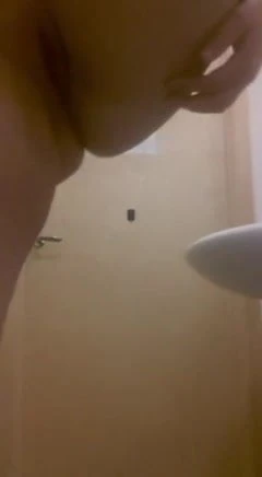 Swedish sub wife, at her work, inserts small anal plug