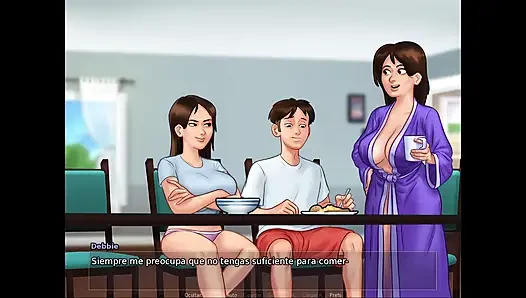 Ibu tiri dan saudara tiri bersaing untuk melihat siapa yang paling menyenangkan penyewa - Summertime Saga