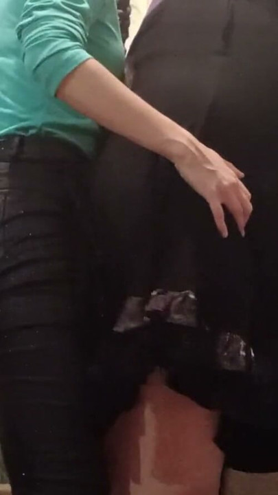 I’m fucking my married neighbor hard with a strap-on in the kitchen while her husband watches TV | Clip 1