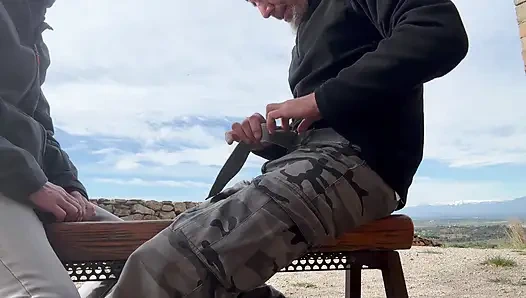 Accidental Blowjob Outdoors - I Cum Fast in His Mouth, They Almost See Us, Risky Homemade Sex