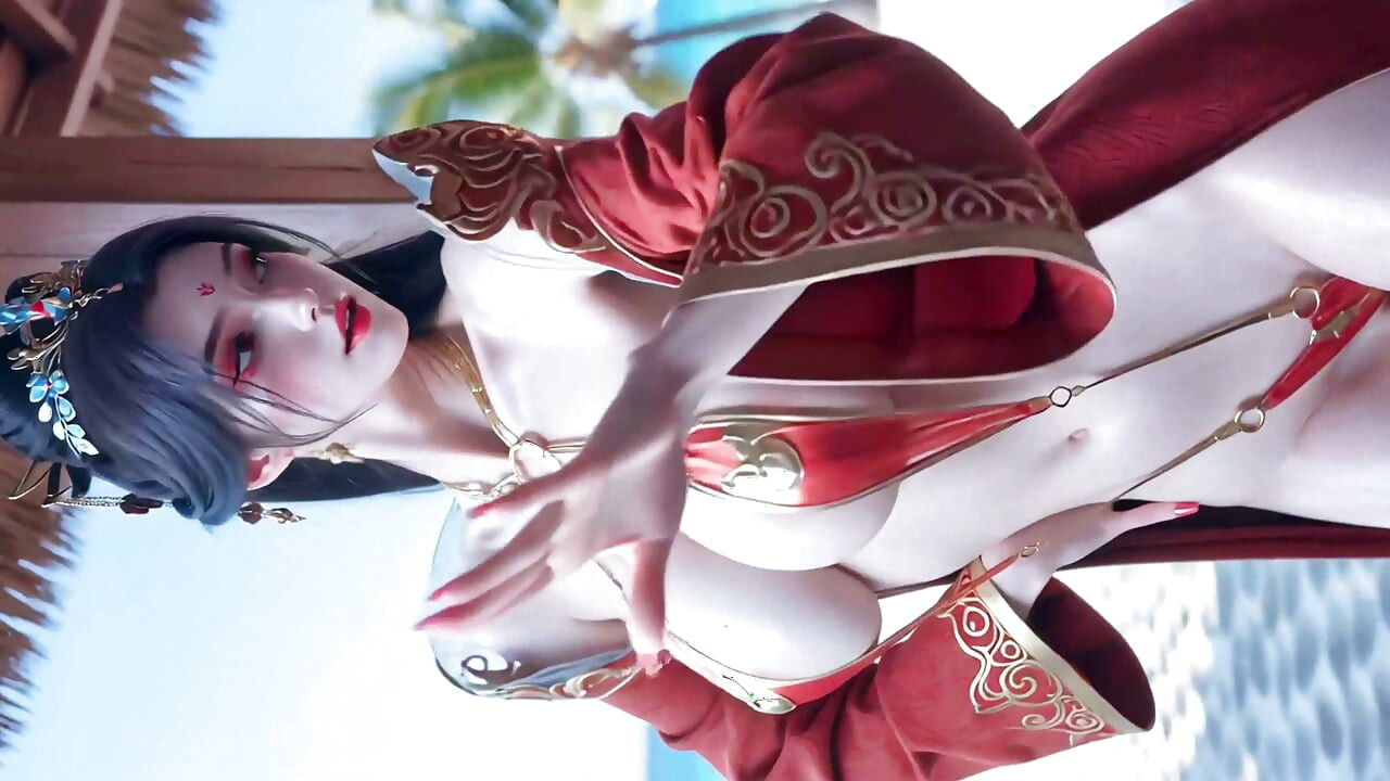 Beautiful girl and her happy dance after a sublimated night with her boyfriend AI