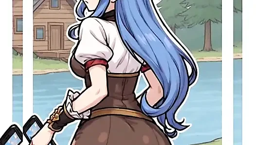 Gadis berambut biru menari