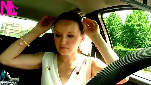 Driving in Tuscany's Hills in Golden Saldals Barefeet